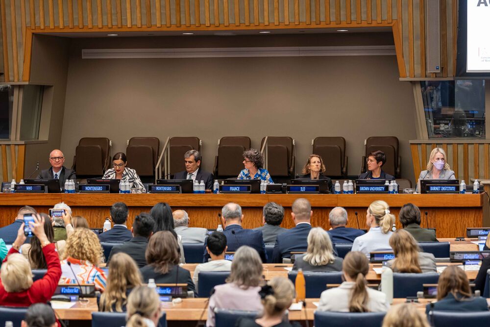 Raumluftkonferenz in der UN in New York für das globale Versprechen für gesunde Raumluft, September 2025, mit den unterzeichnenden Staaten Frankreich und Montenegro. (Quelle: Air Club)